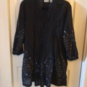 Chicos pin-tuck, sequined long sleeve tunic